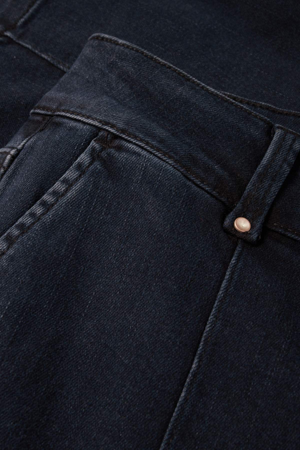 Wide leg jeans - high waist - denim-dark blue