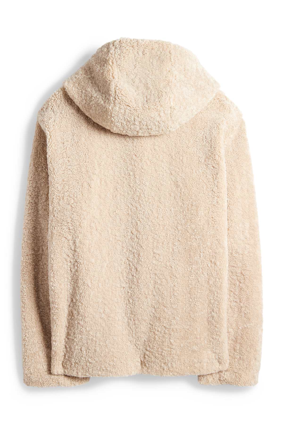 Faux fur jacket with hood - beige