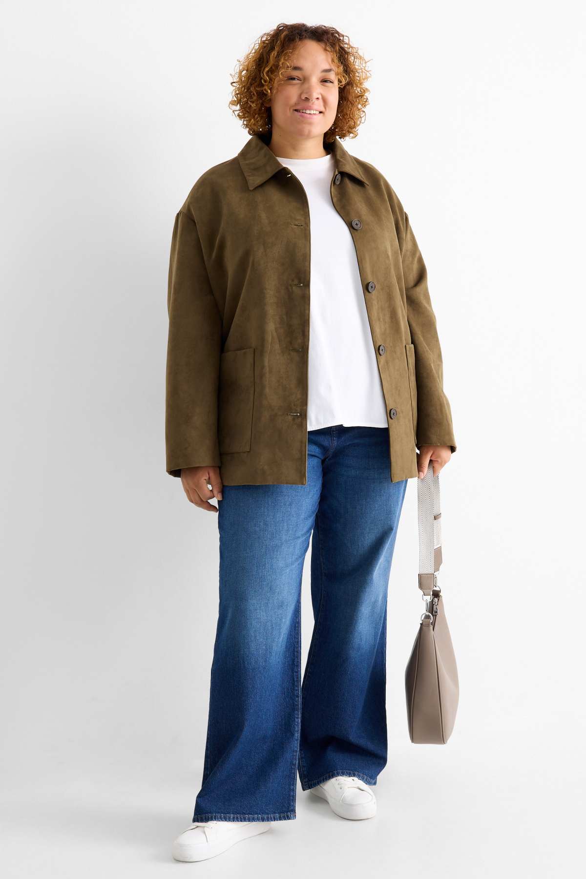 Jacket - faux suede - green