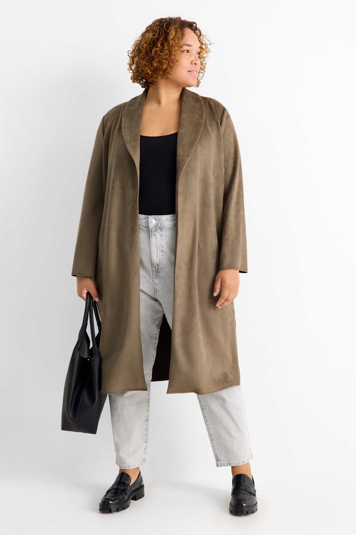 Coat - faux suede - brown