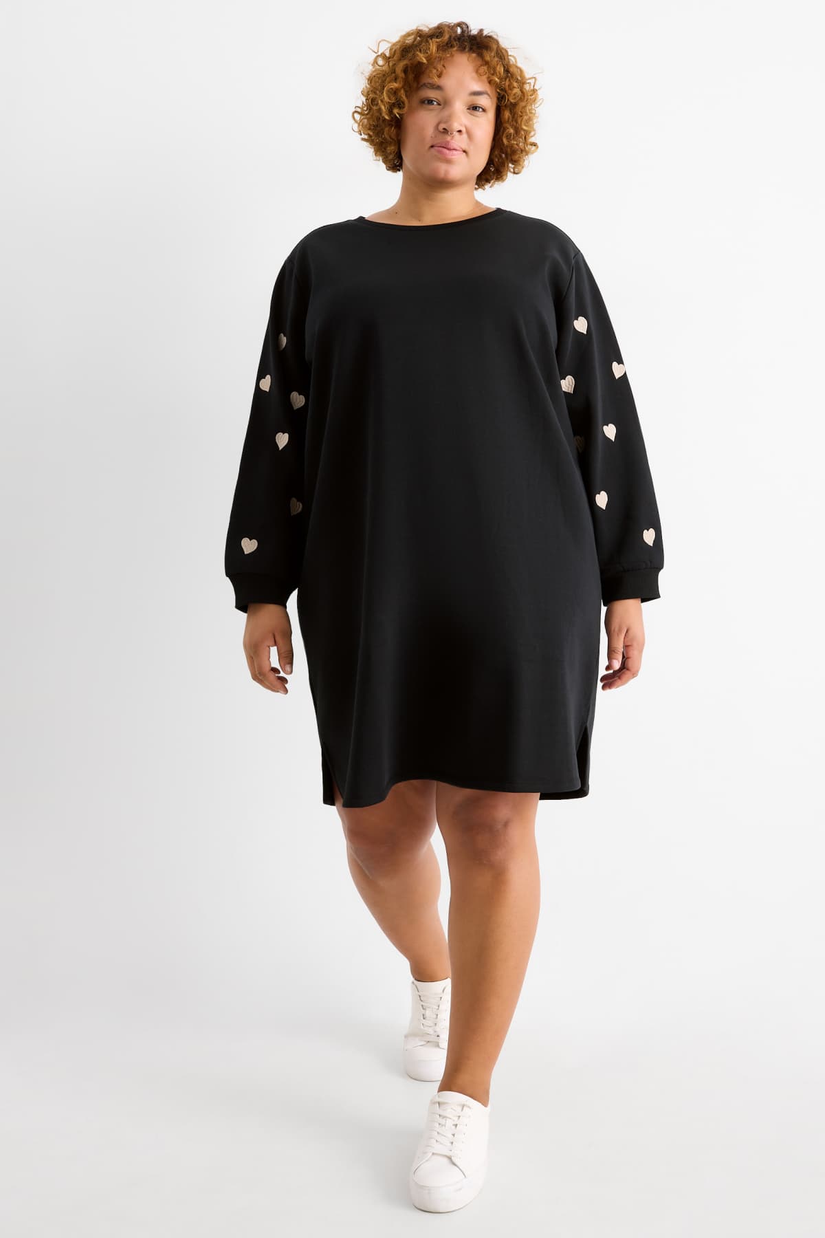 Sweatshirt dress - straight fit - black