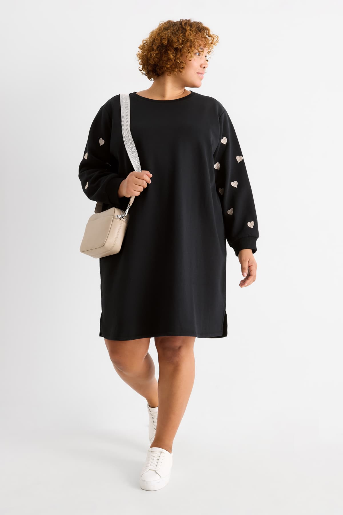 Sweatshirt dress - straight fit - black