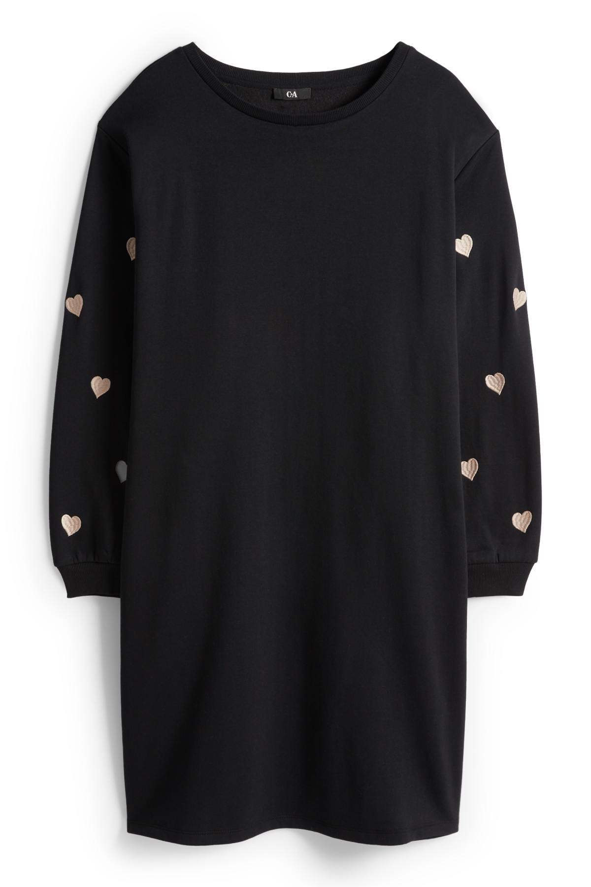 Sweatshirt dress - straight fit - black