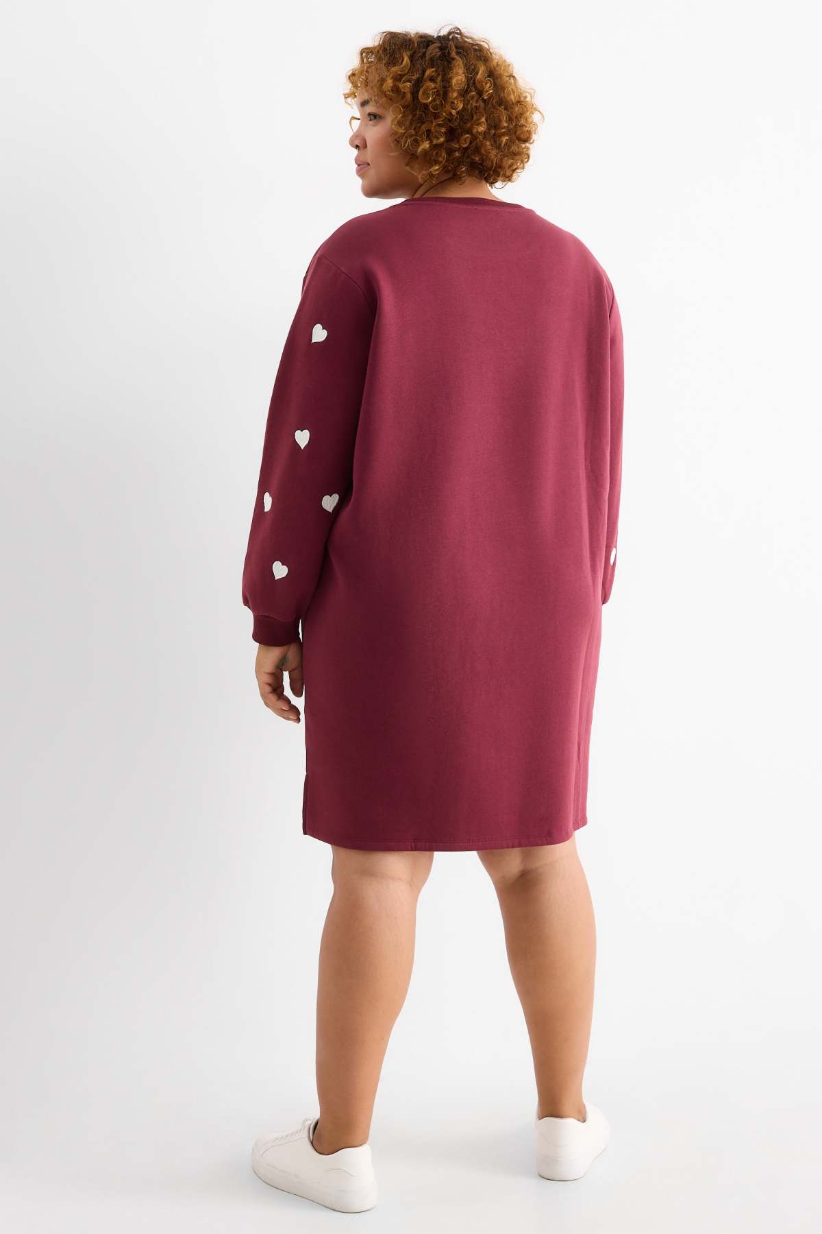 Sweatshirt dress - straight fit - bordeaux