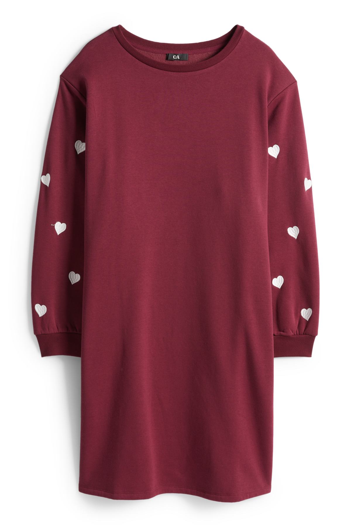Sweatshirt dress - straight fit - bordeaux