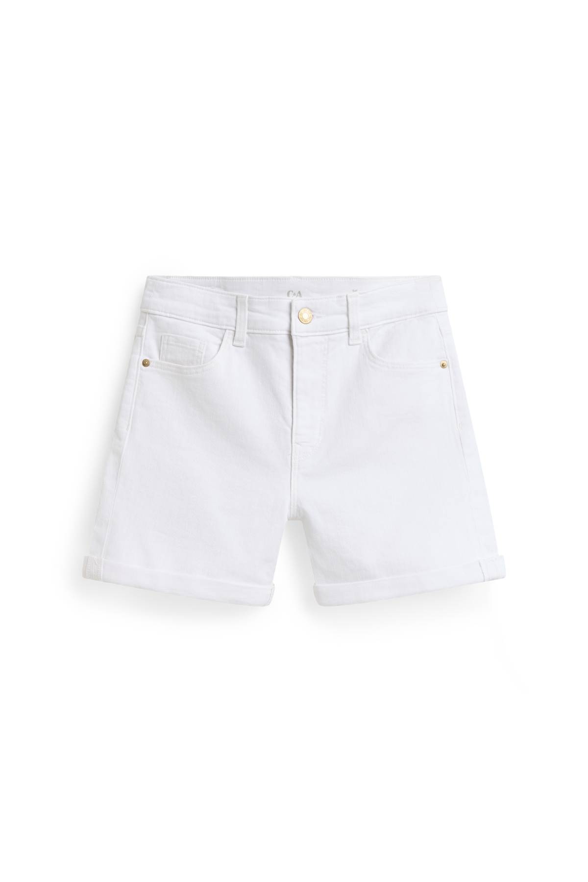 Denim shorts - mid-rise waist - white