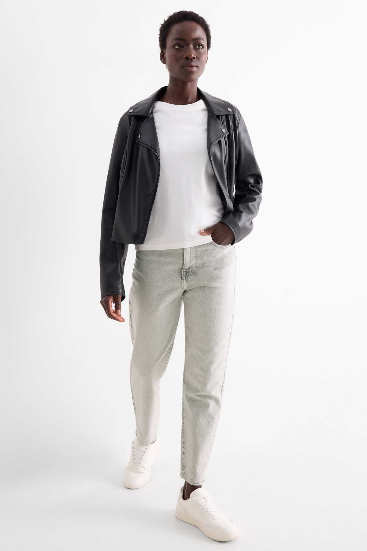 Mom jeans - high waist - LYCRA® - denim-light gray