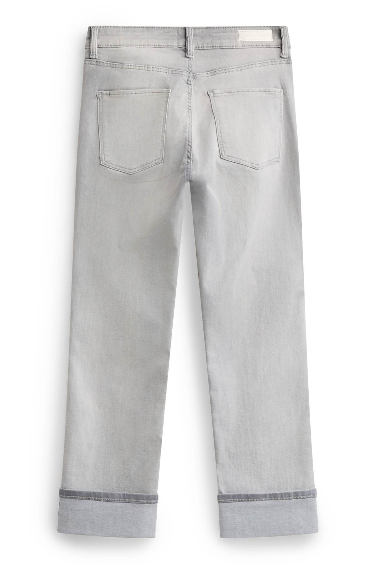 Cropped straight jeans - mid-rise waist - LYCRA® - denim-light gray