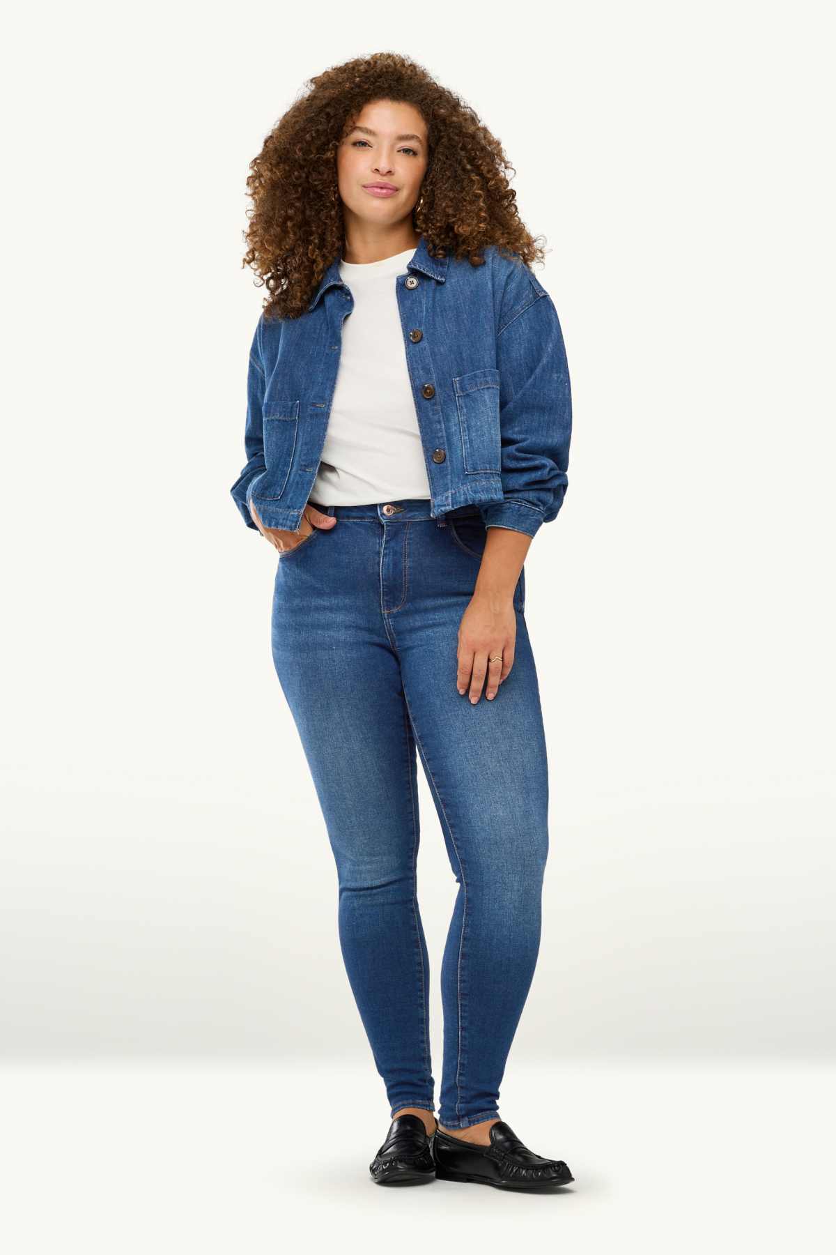 Skinny jeans - mid-rise waist - shaping jeans - LYCRA® - blue denim