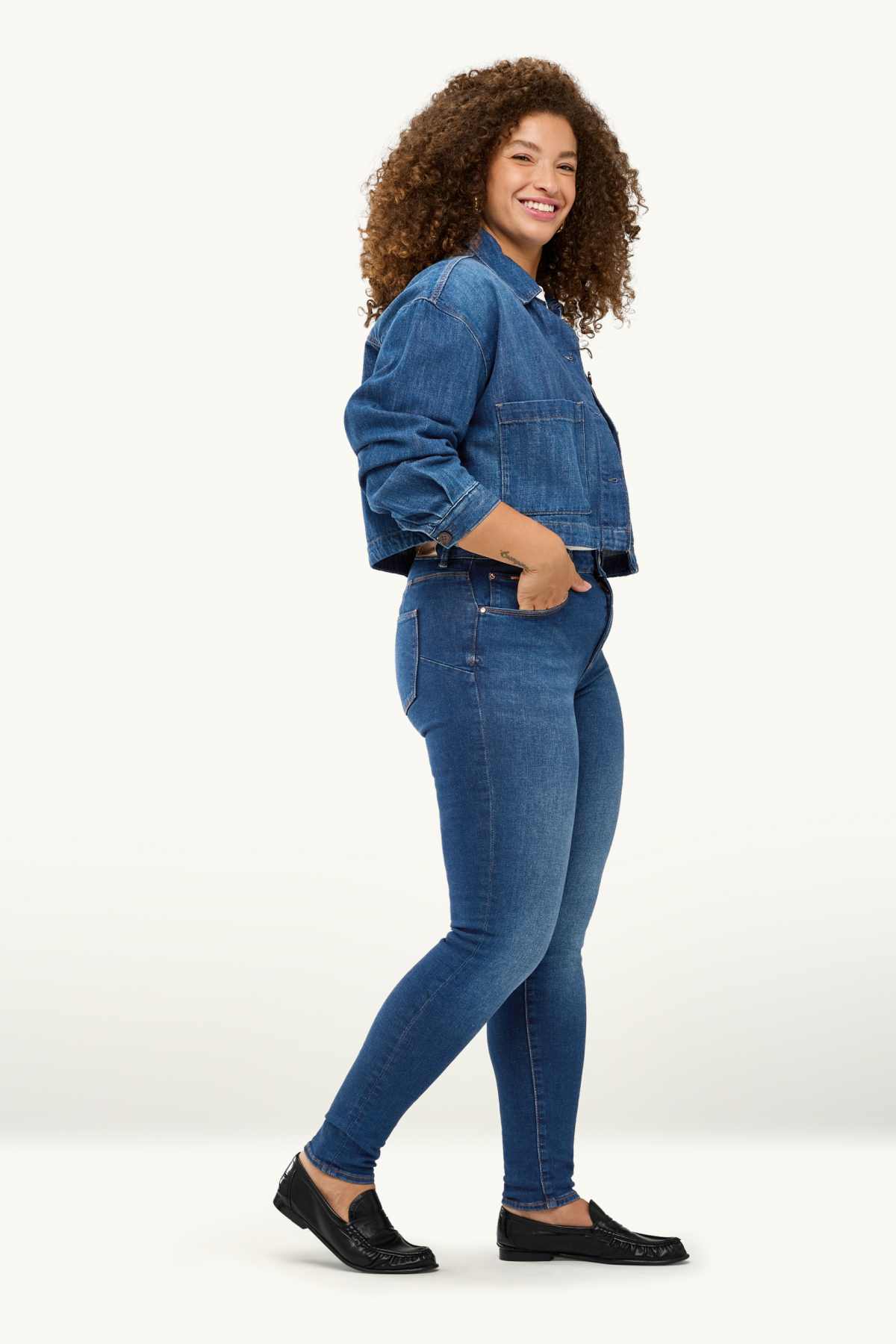 Skinny jeans - mid-rise waist - shaping jeans - LYCRA® - blue denim