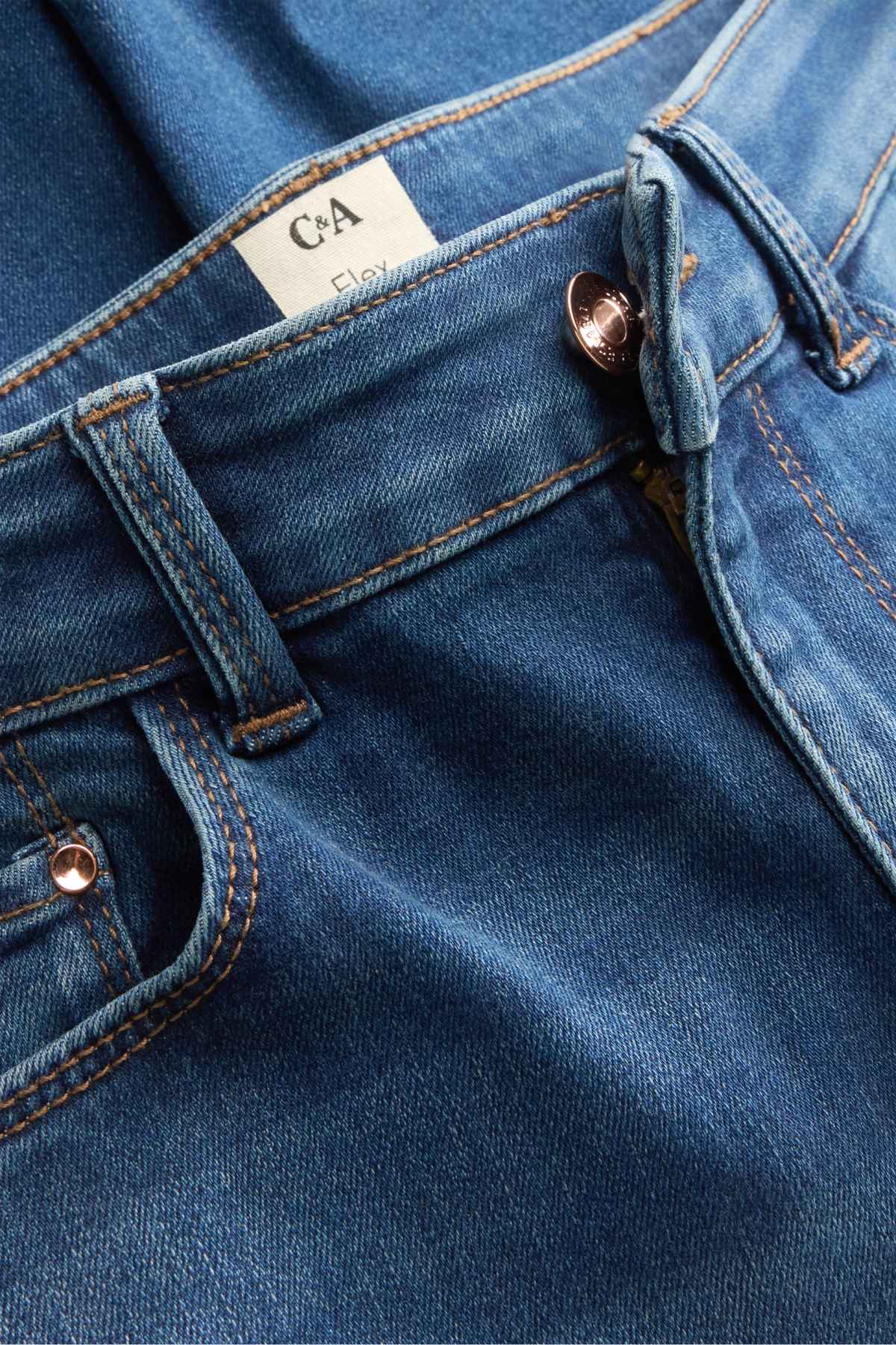 Skinny jeans - mid-rise waist - shaping jeans - LYCRA® - blue denim