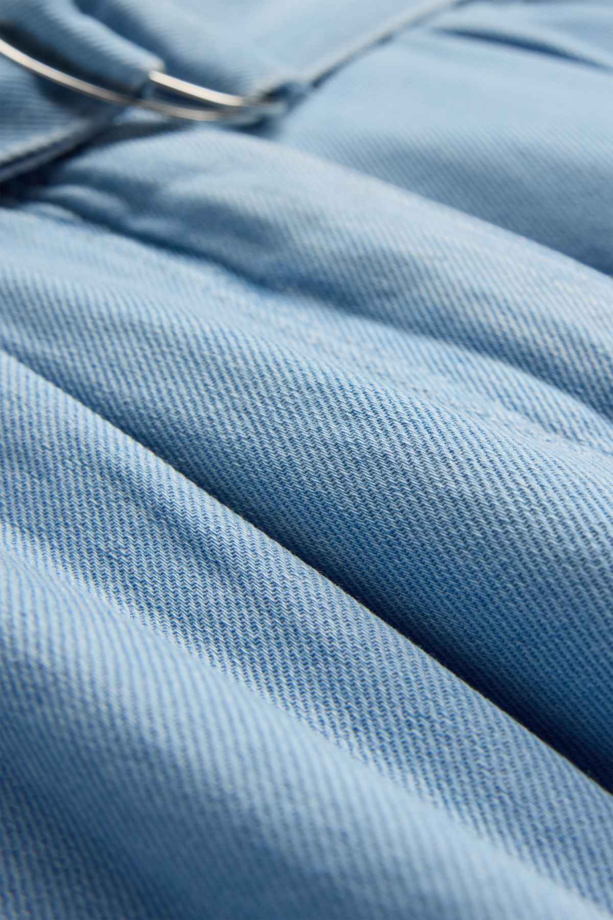 Cropped cloth trousers with belt - high waist - wide leg - denim-light blue