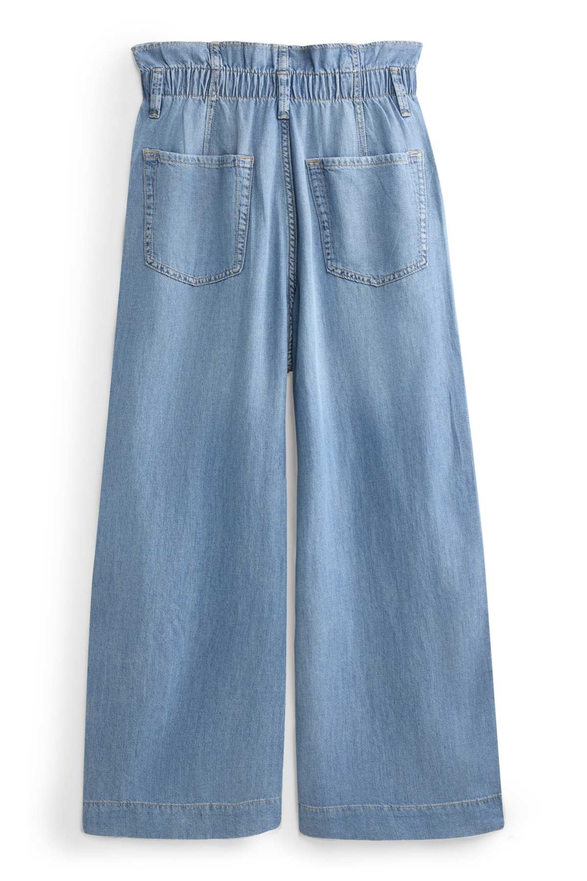Cropped wide leg jeans - high waist - blue denim