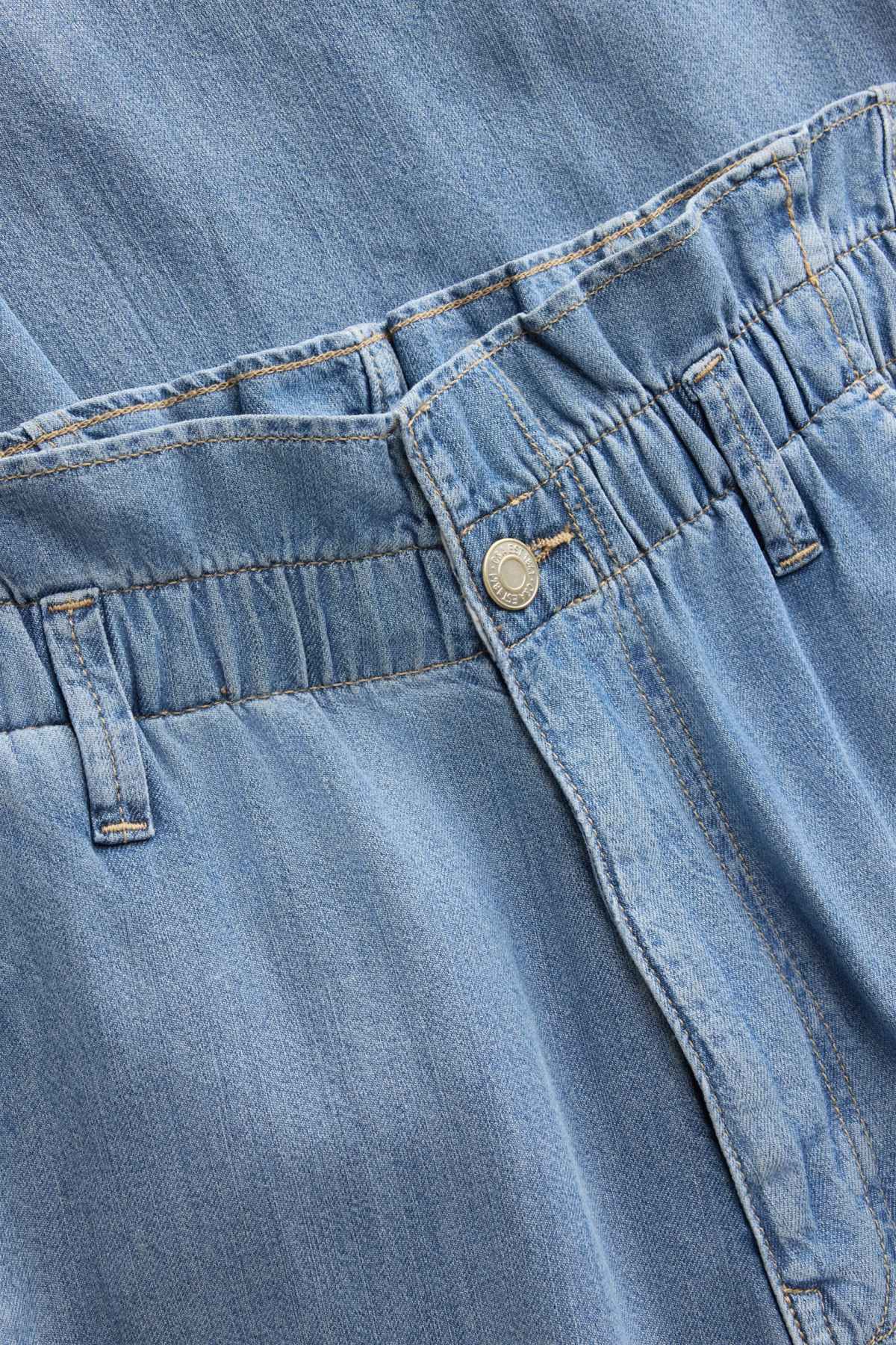 Cropped wide leg jeans - high waist - blue denim