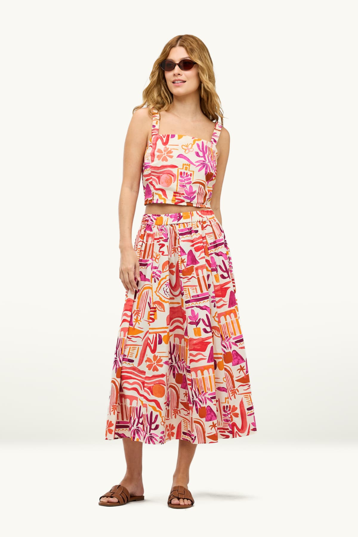 Skirt - patterned - red / cremewhite