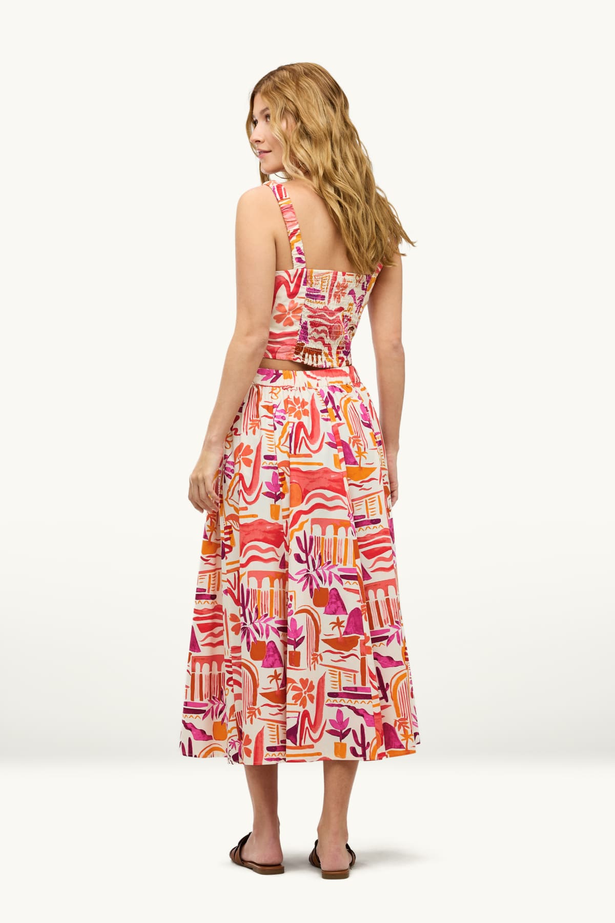 Skirt - patterned - red / cremewhite