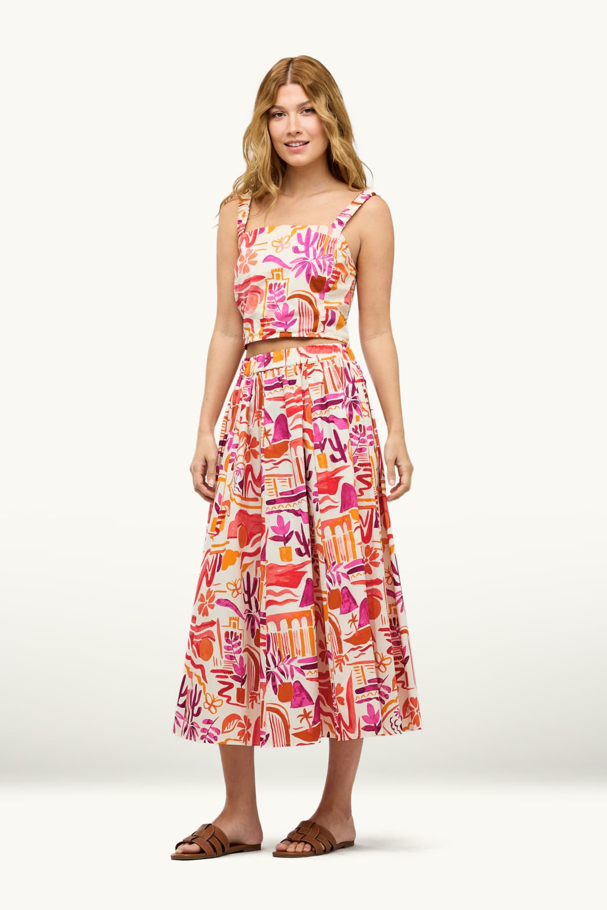 Skirt - patterned - red / cremewhite