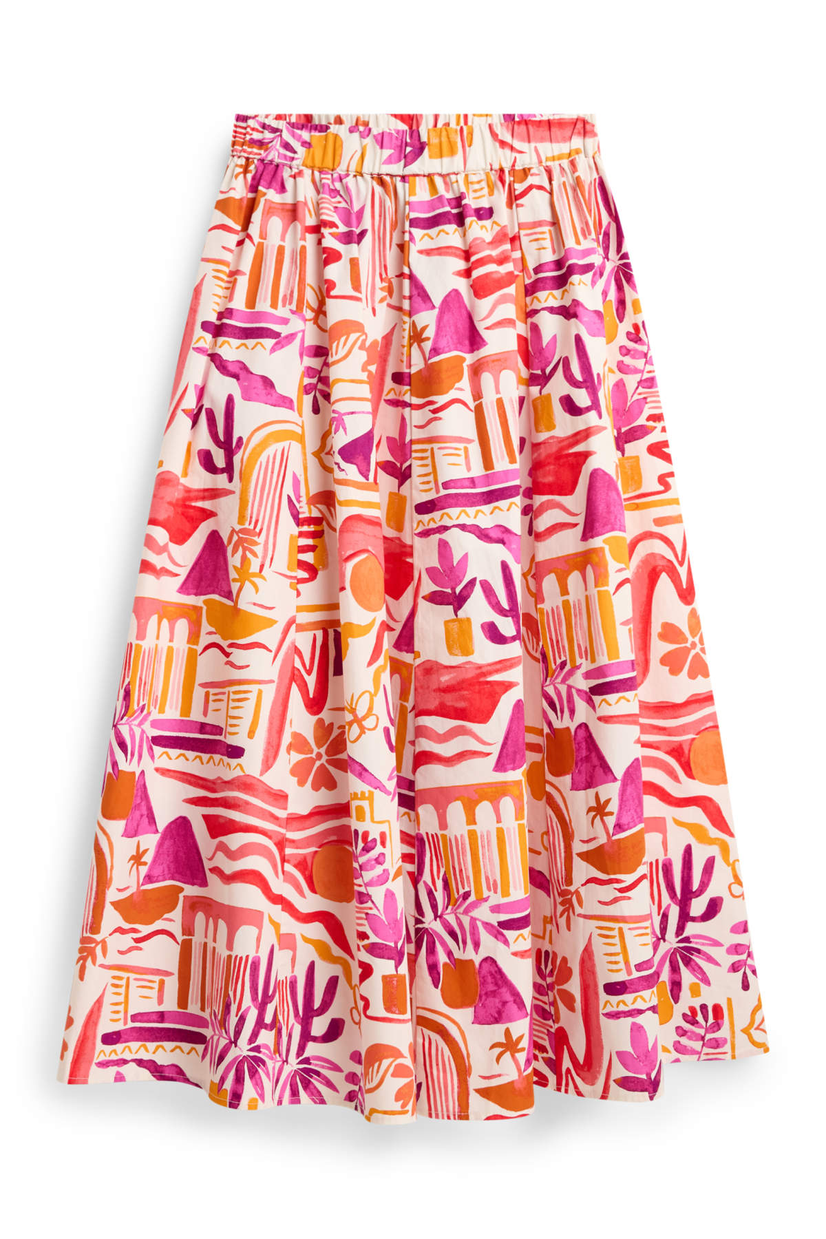 Skirt - patterned - red / cremewhite