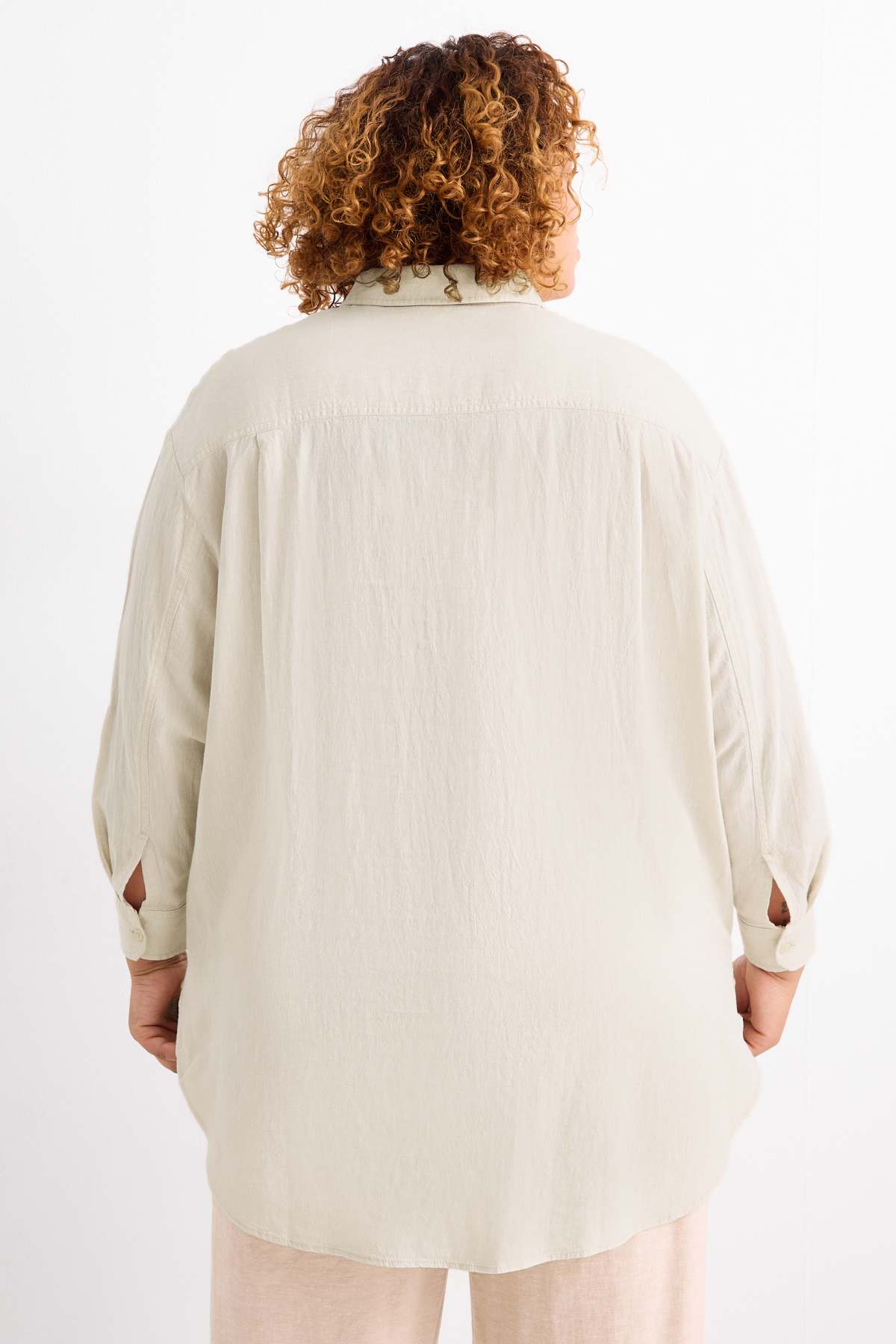 Shirt blouse - linen blend - beige