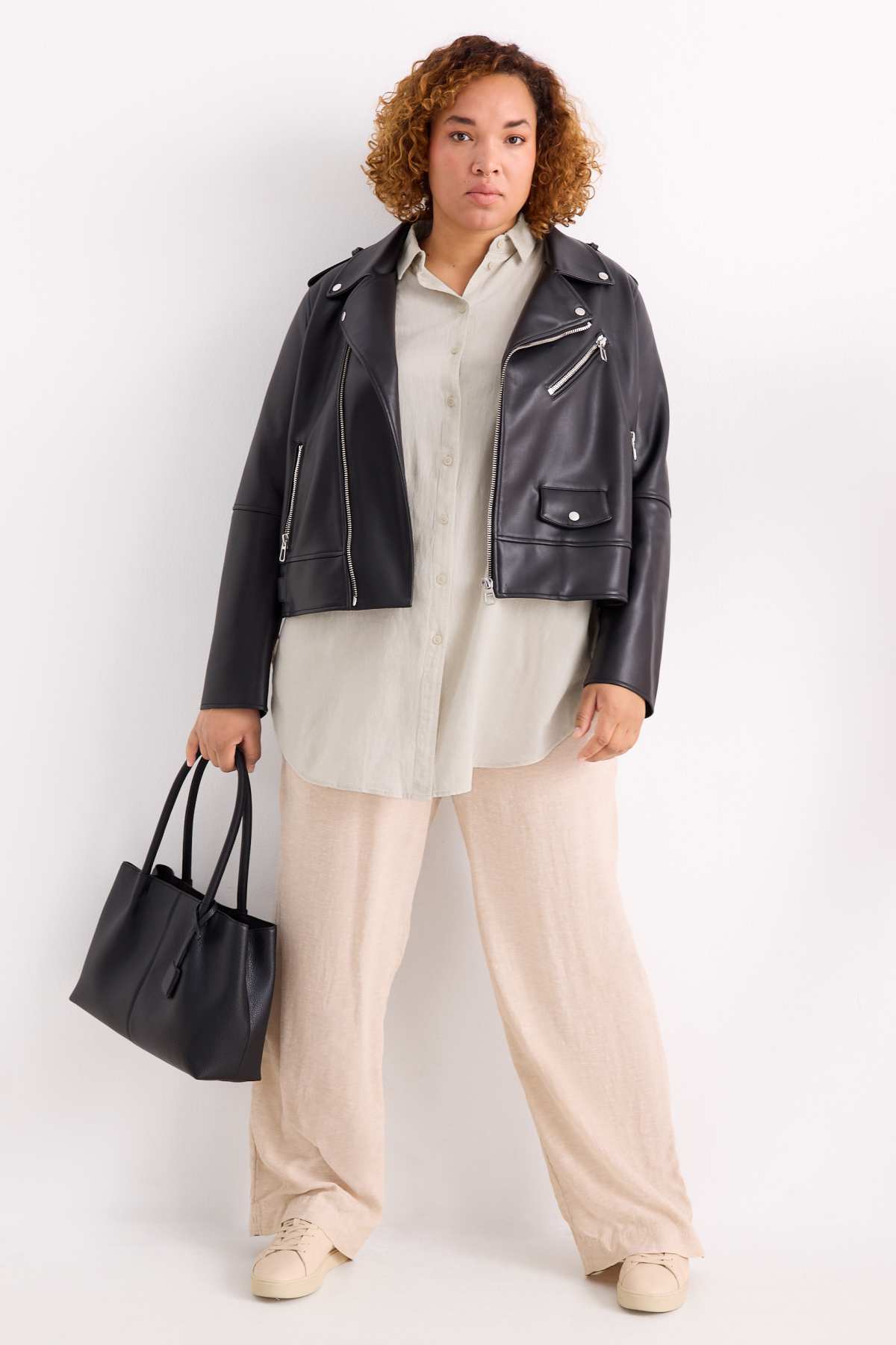 Shirt blouse - linen blend - beige