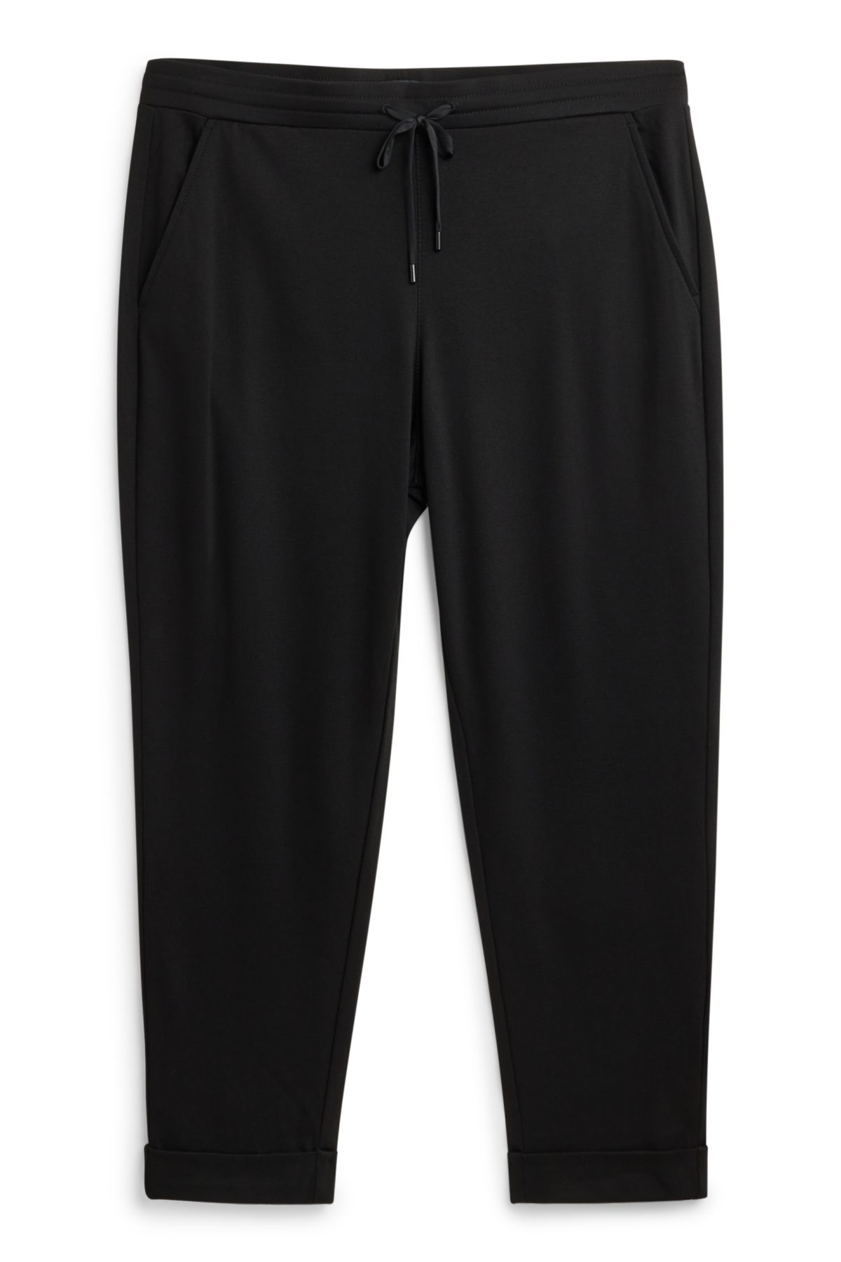 Cloth trousers - mid-rise waist - tapered fit - black