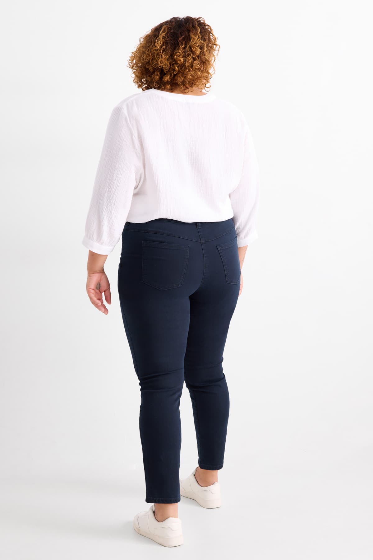 Slim jeans - mid-rise waist - dark blue
