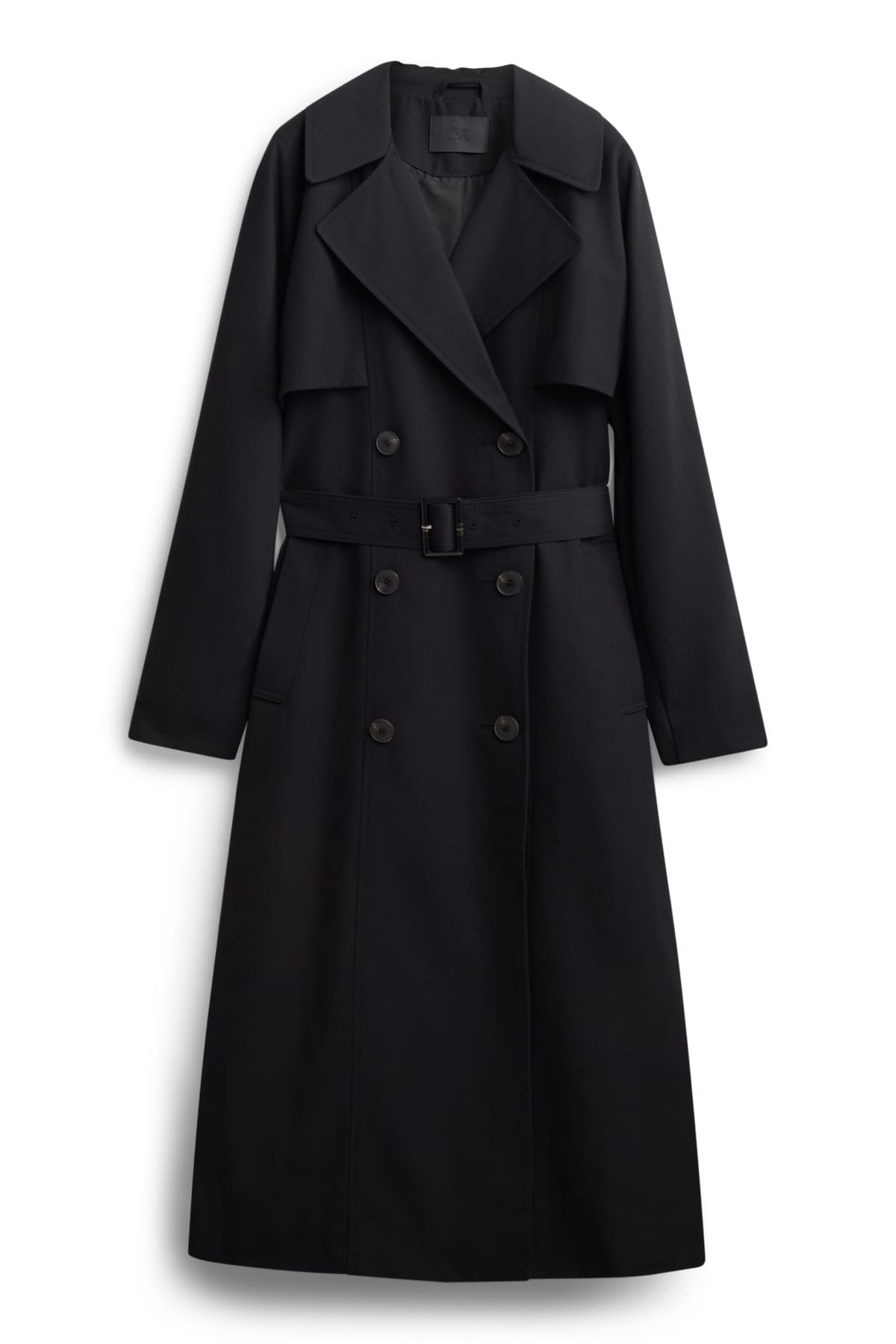 Trench coat with belt - black
