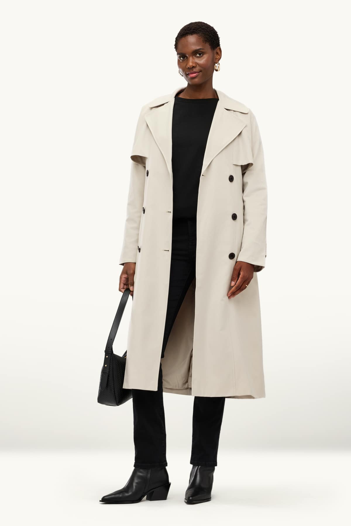 Trench coat with belt - cremewhite