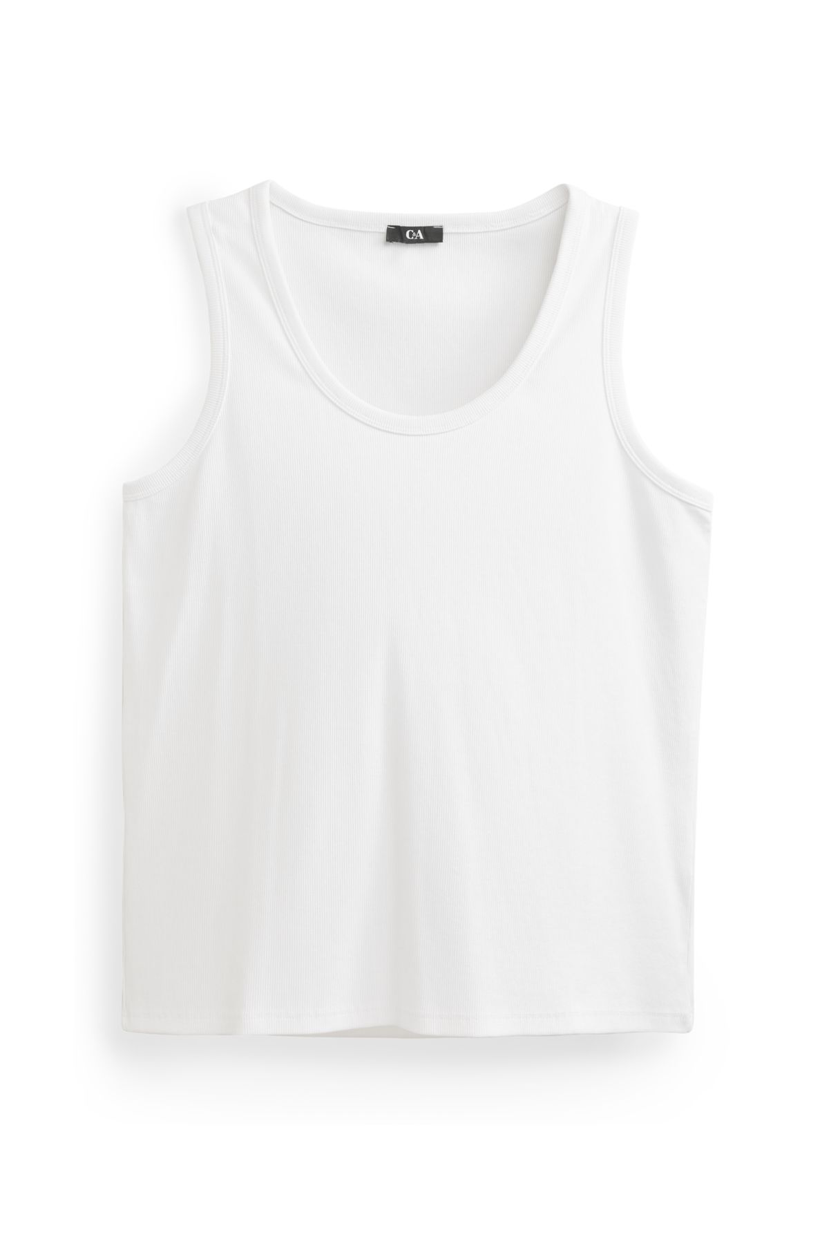 Top - ribbed - white