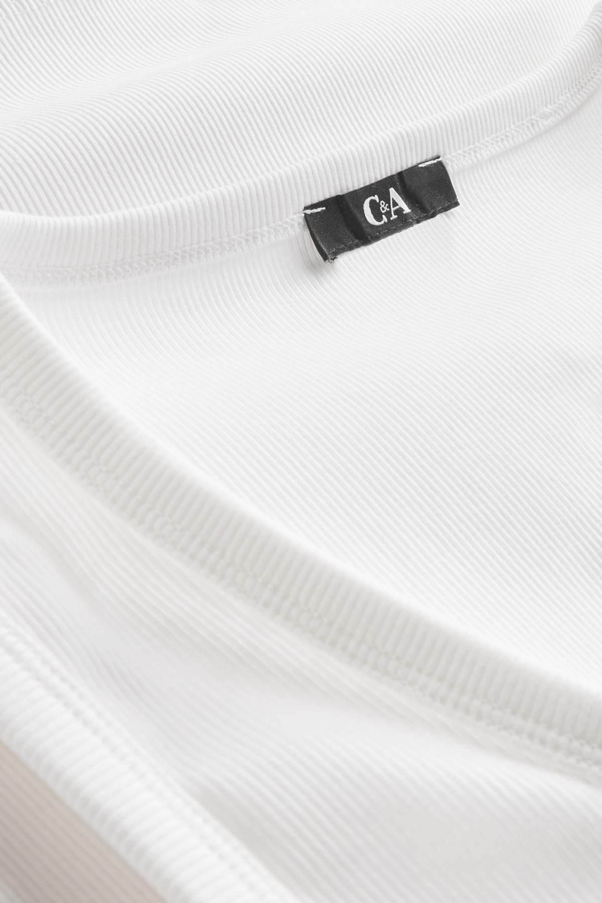 Top - ribbed - white