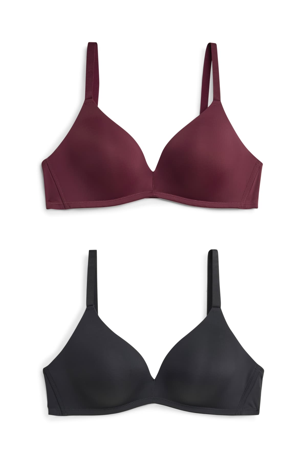 Multipack of 2 - non-wired bra - padded - bordeaux / black