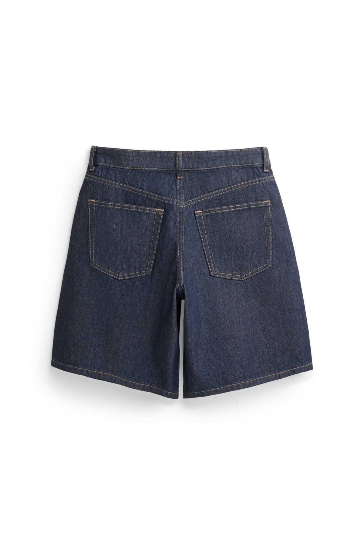 Denim Bermuda shorts - low-rise waist - dark blue