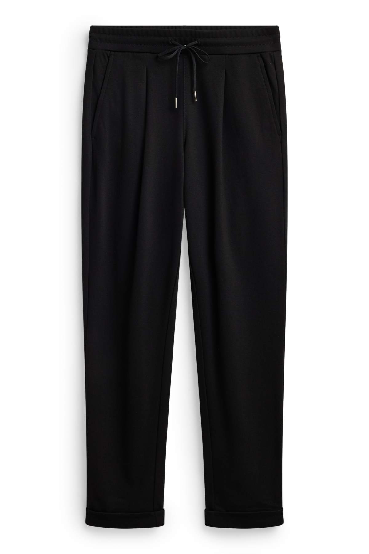 Cloth trousers - mid-rise waist - tapered fit - black