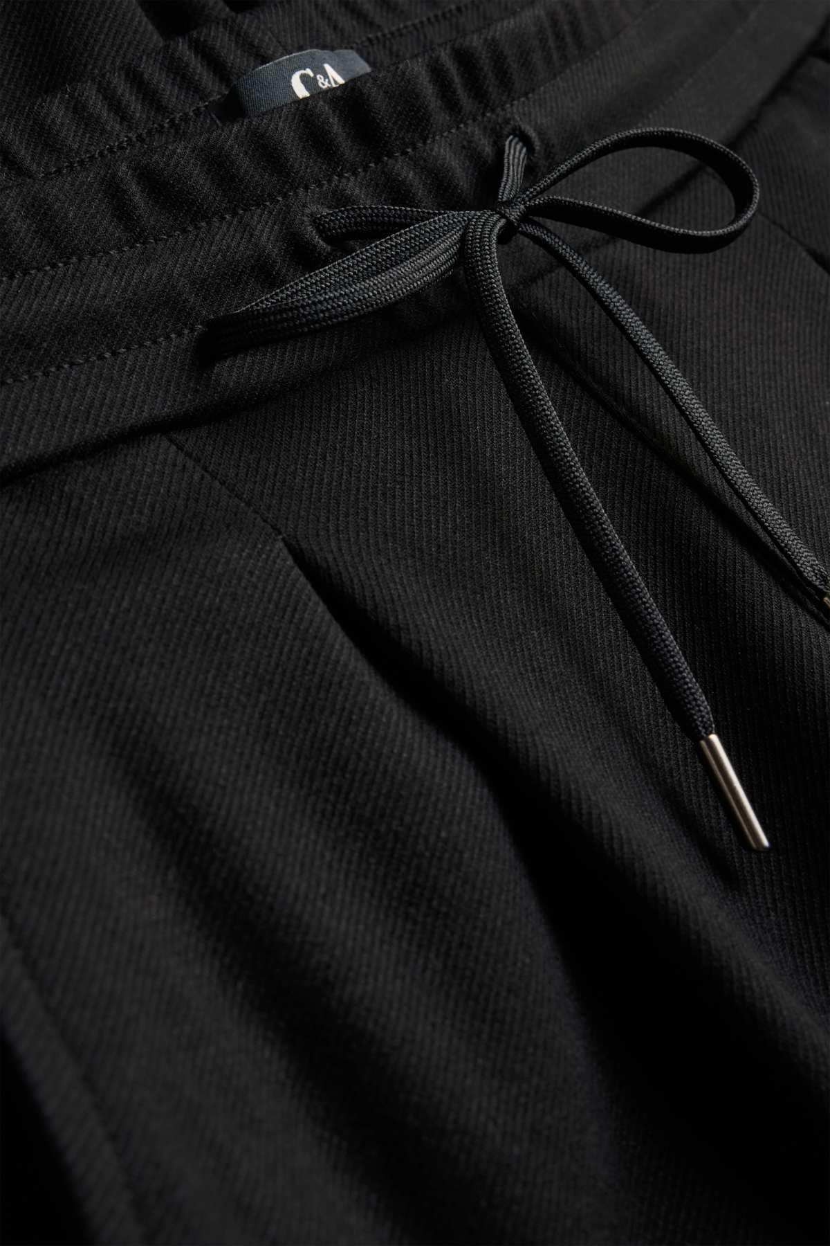 Cloth trousers - mid-rise waist - tapered fit - black