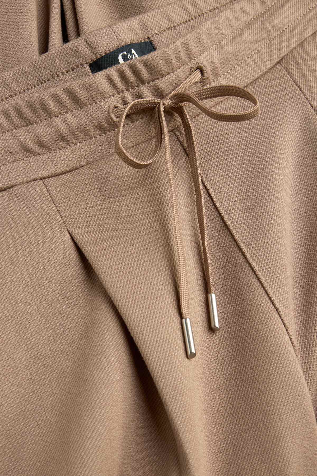 Cloth trousers - mid-rise waist - tapered fit - light brown