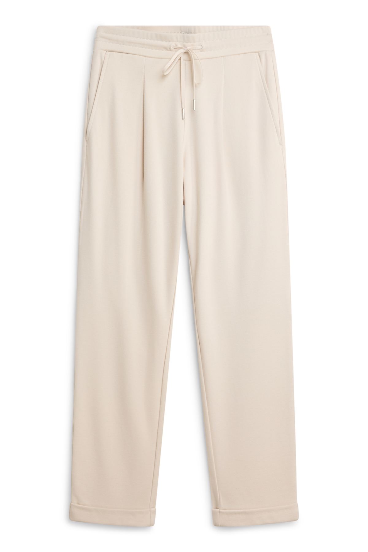Cloth trousers - mid-rise waist - tapered fit - creme