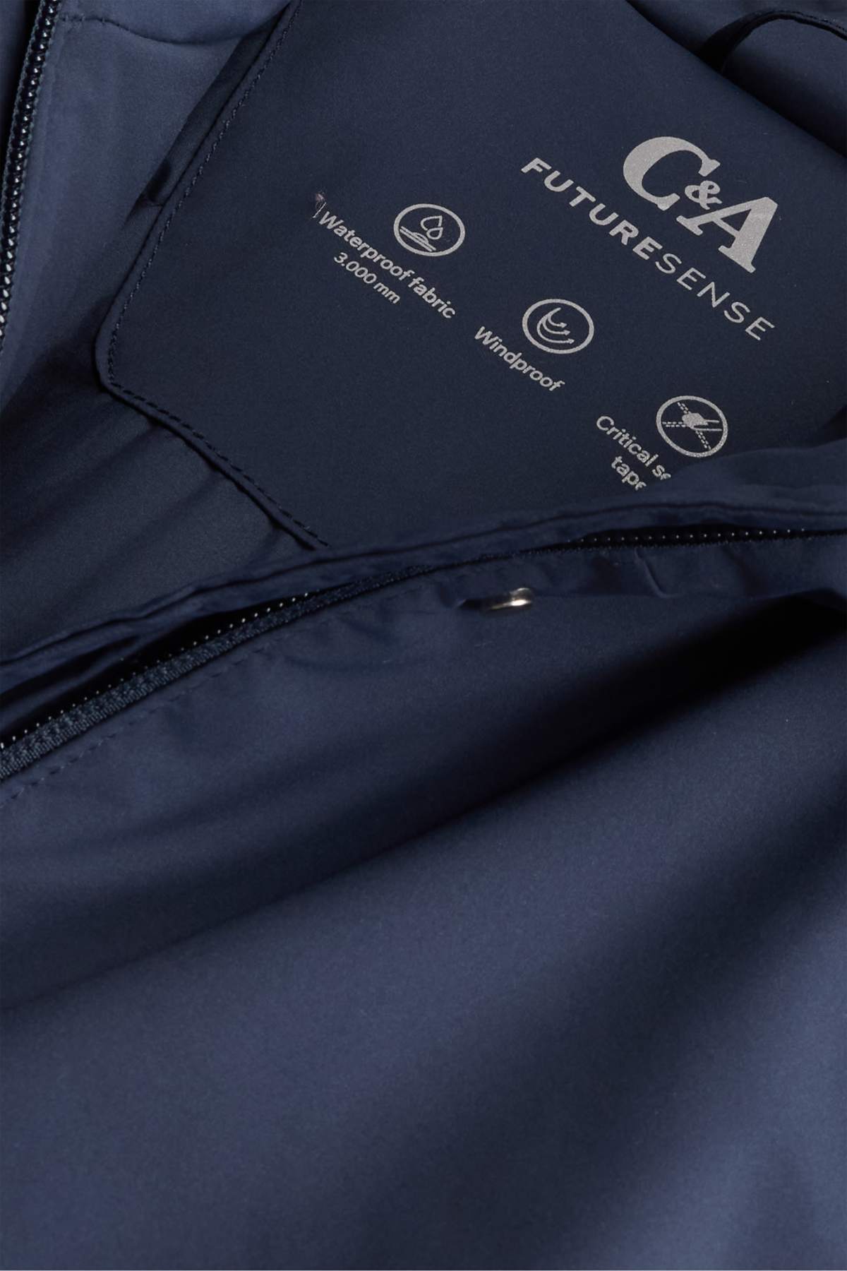 Technical trench coat with hood and belt - lined - dark blue