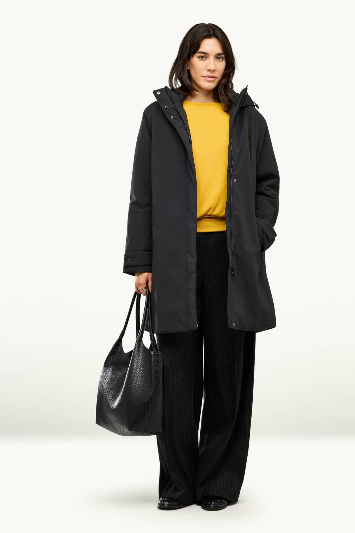 Outdoor coat with hood - lined - waterproof - black