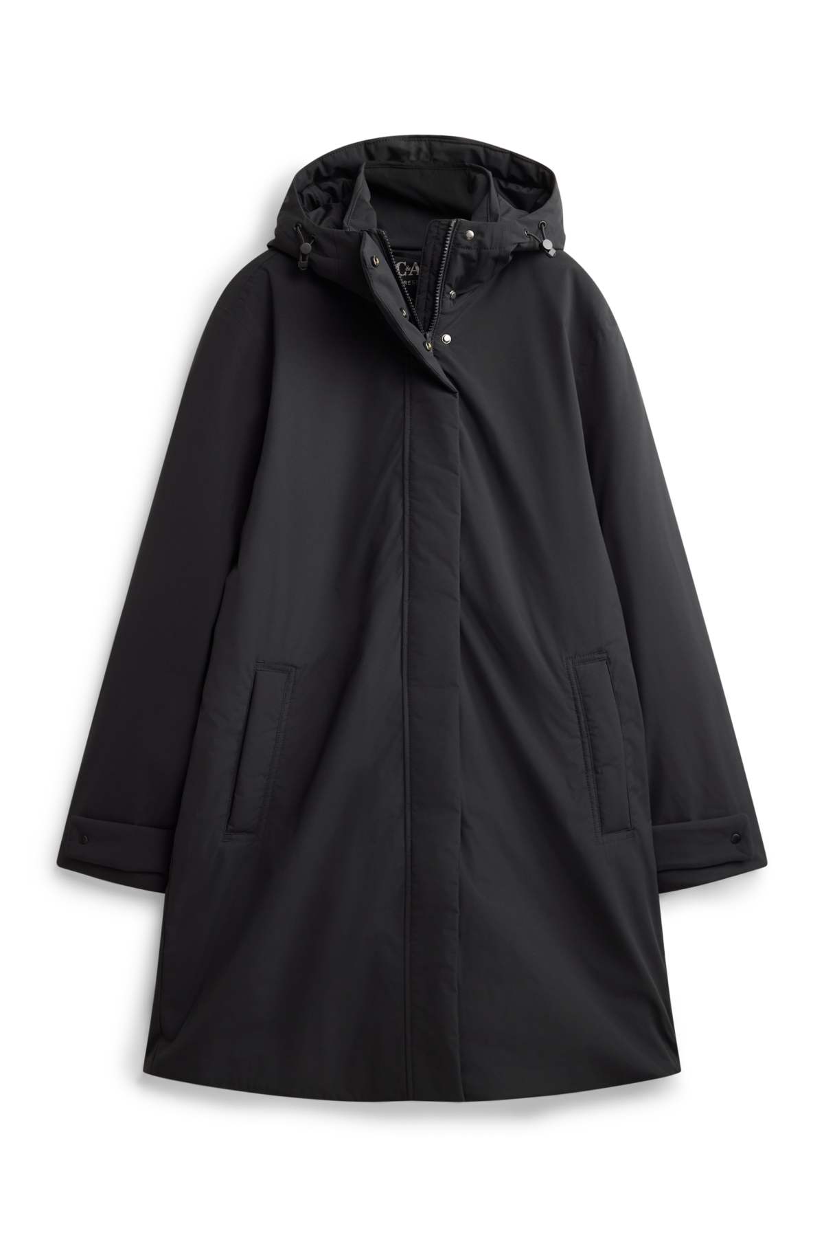 Outdoor coat with hood - lined - waterproof - black