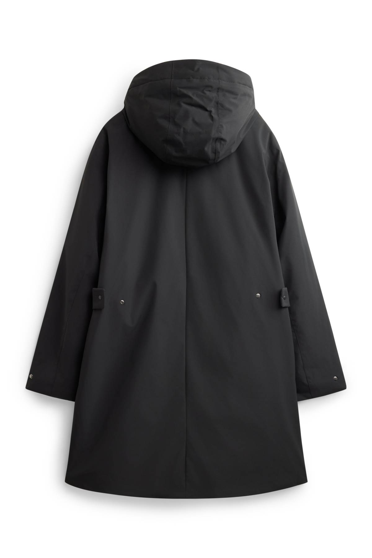 Outdoor coat with hood - lined - waterproof - black