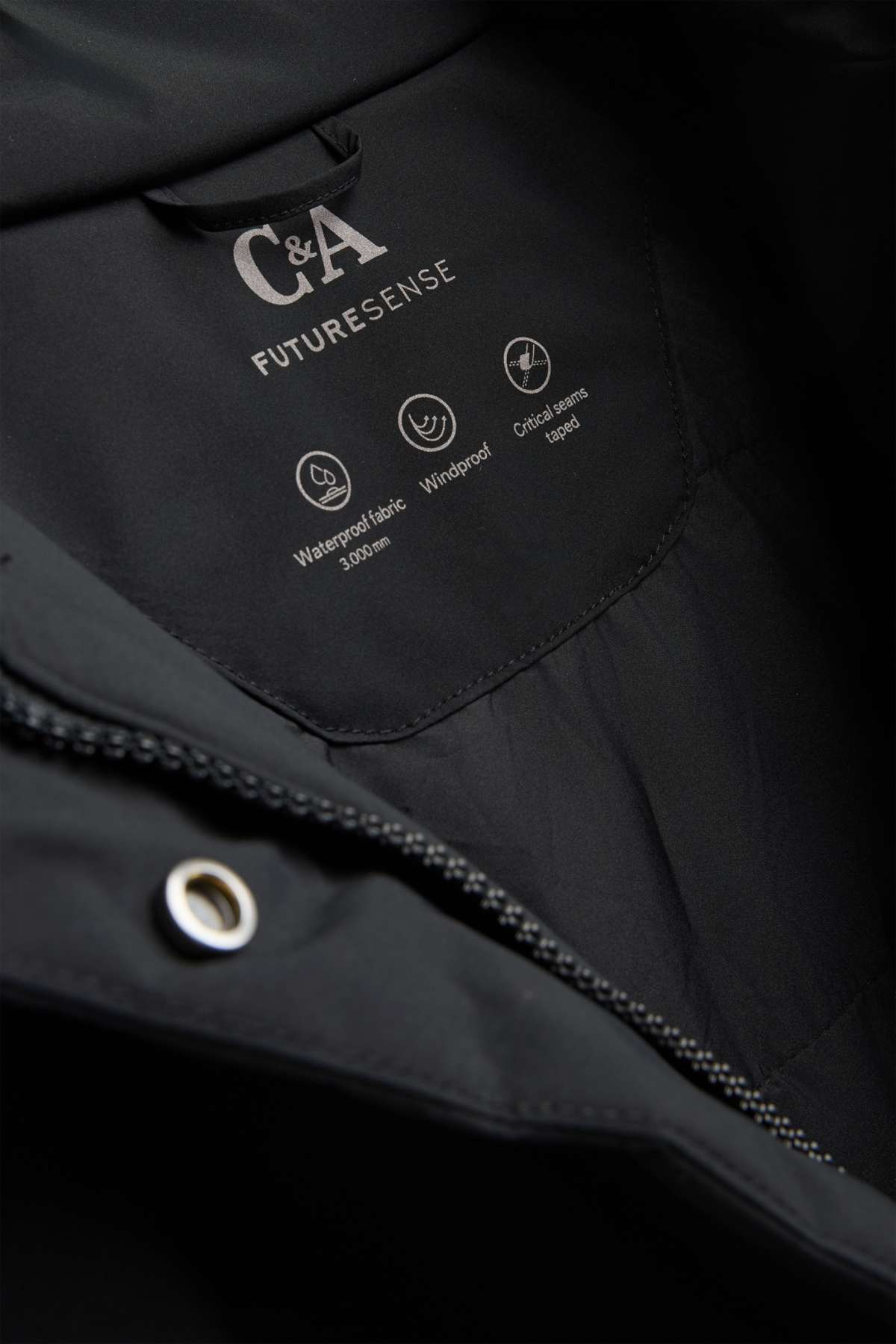 Outdoor coat with hood - lined - waterproof - black