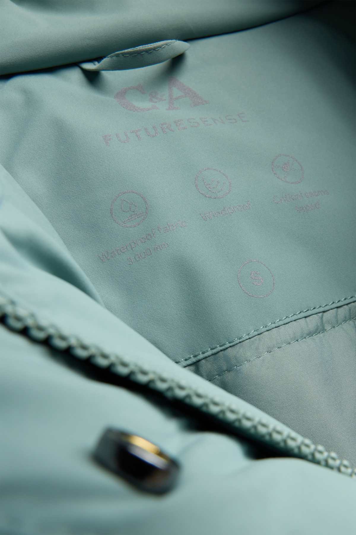 Outdoor coat with hood - lined - waterproof - mint green