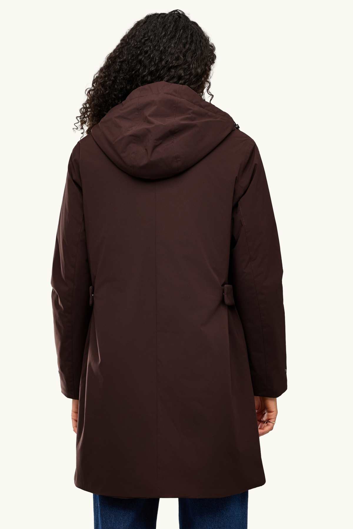 Outdoor coat with hood - lined - waterproof - dark brown
