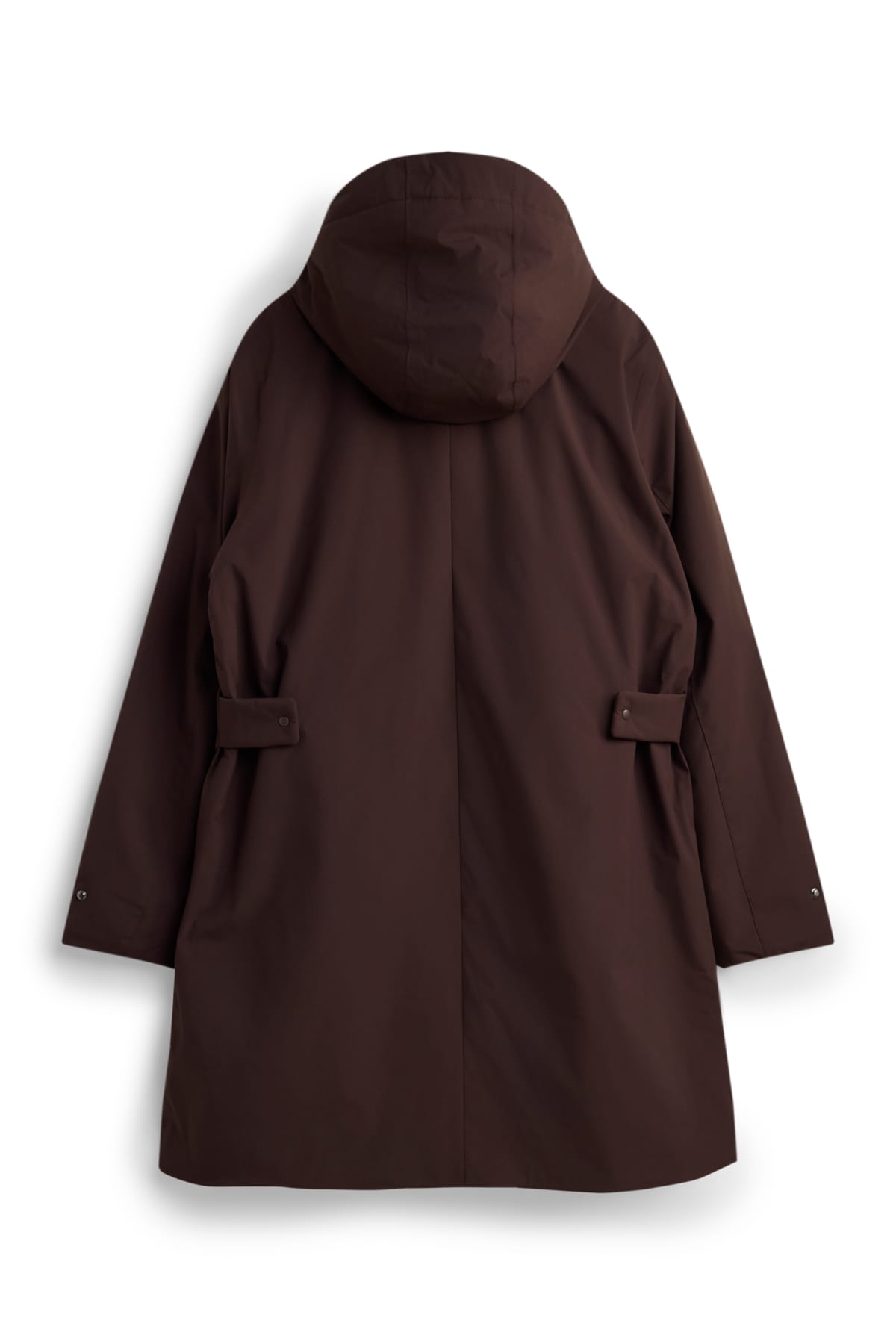 Outdoor coat with hood - lined - waterproof - dark brown