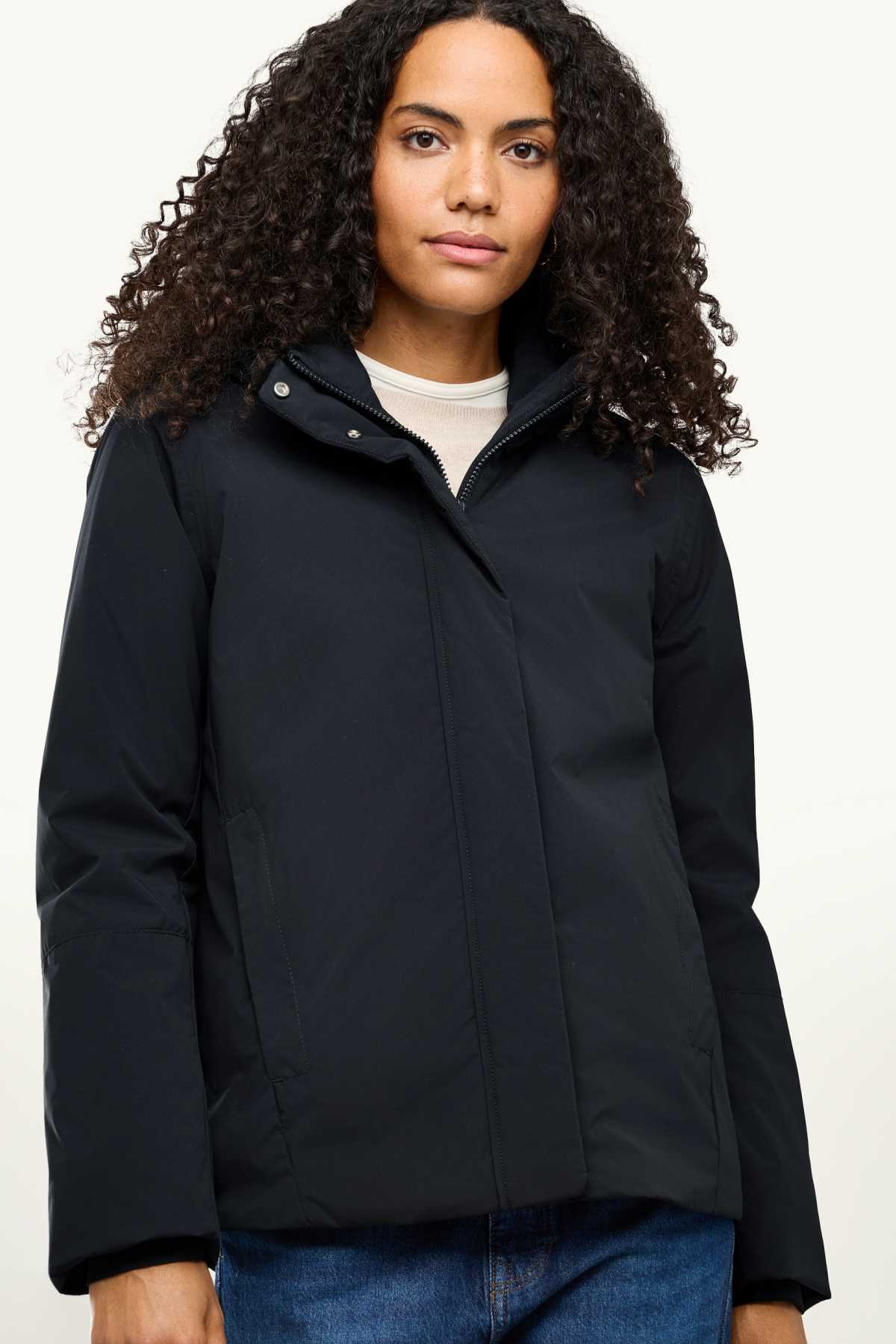 Technical jacket with hood - lined - waterproof - black