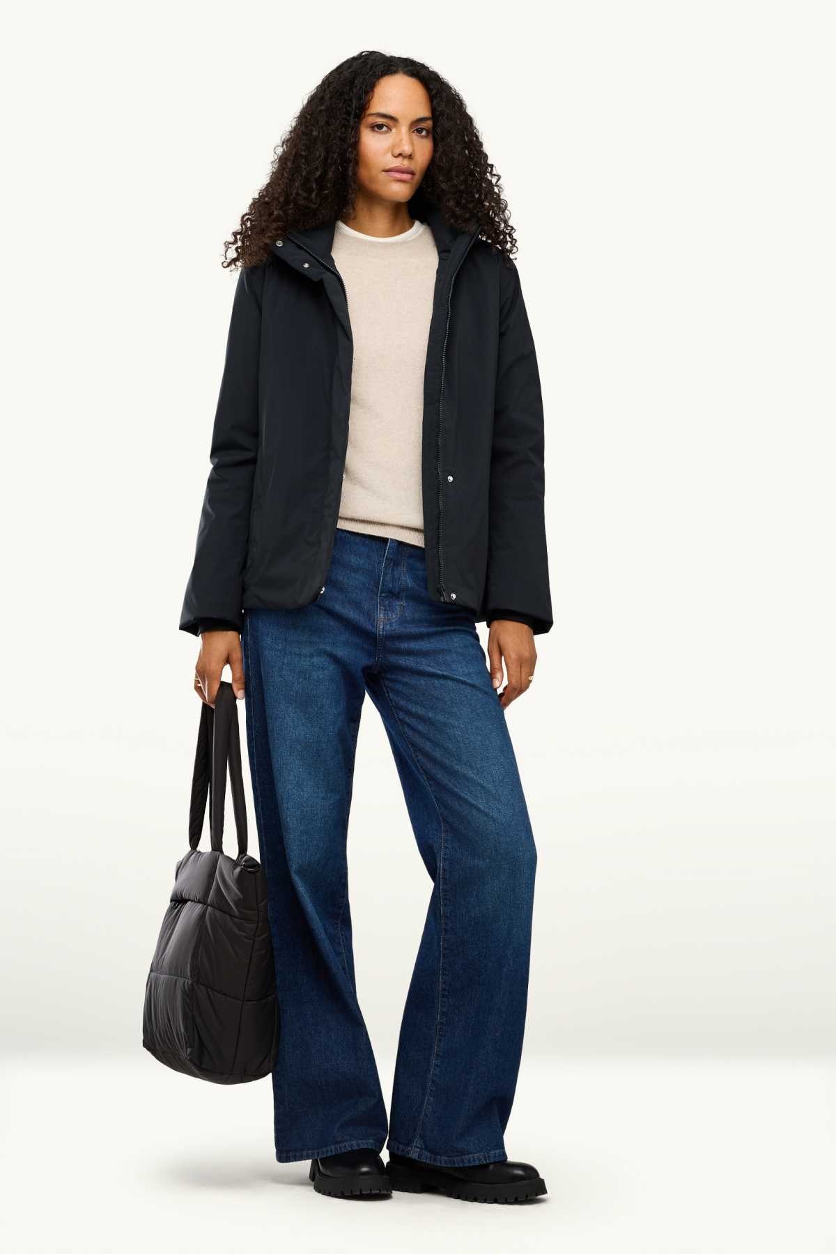 Technical jacket with hood - lined - waterproof - black