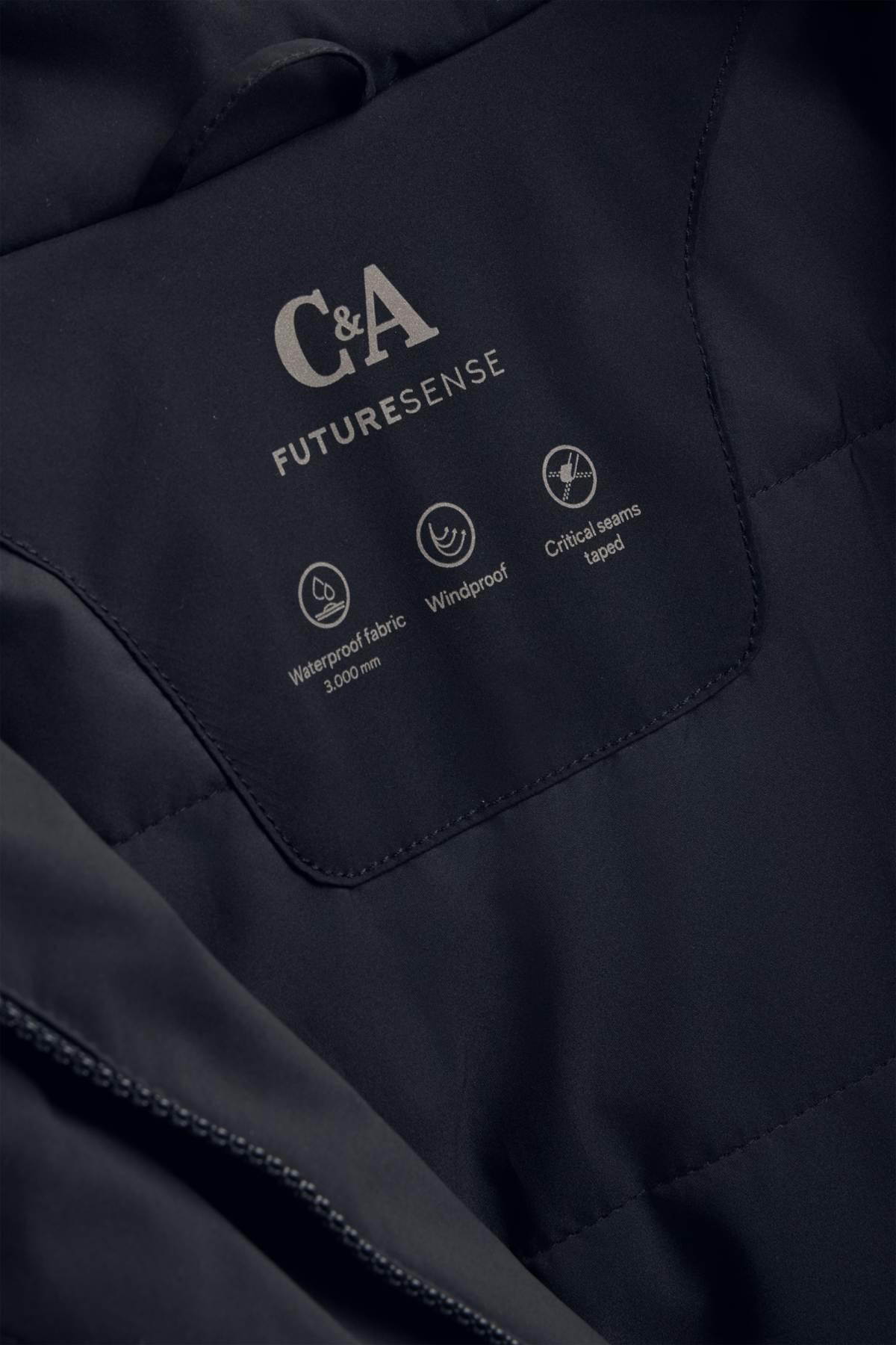 Technical jacket with hood - lined - waterproof - black