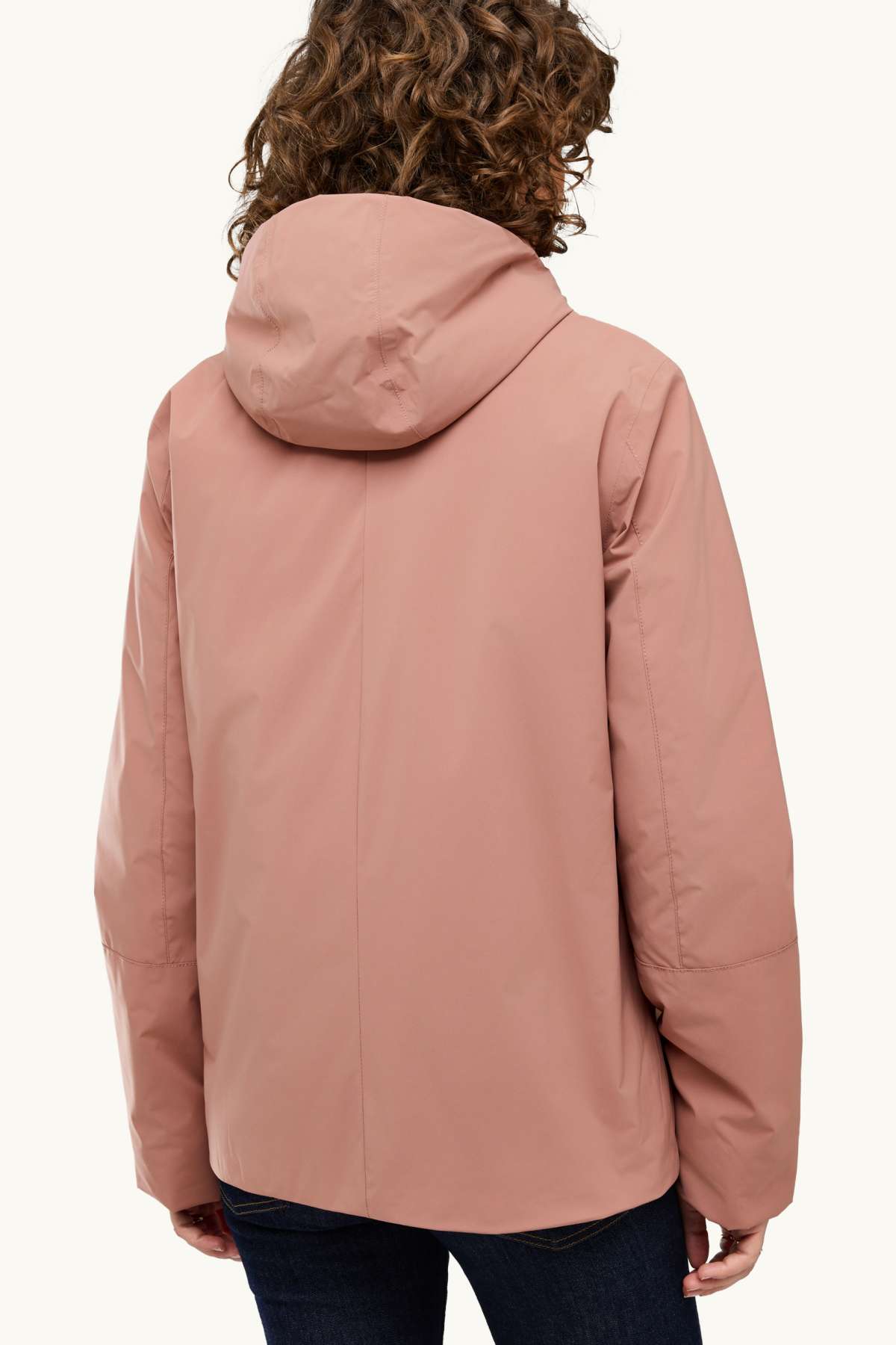Technical jacket with hood - lined - waterproof - rose