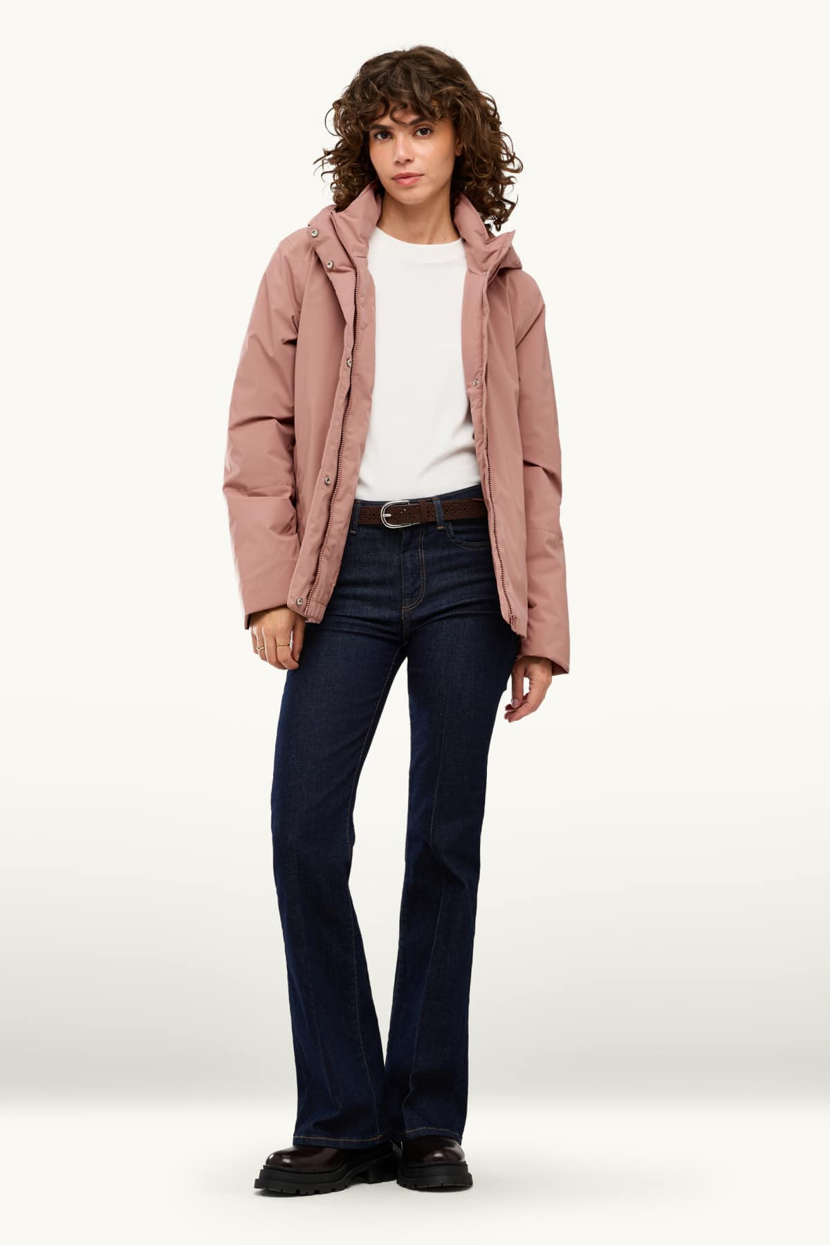 Technical jacket with hood - lined - waterproof - rose