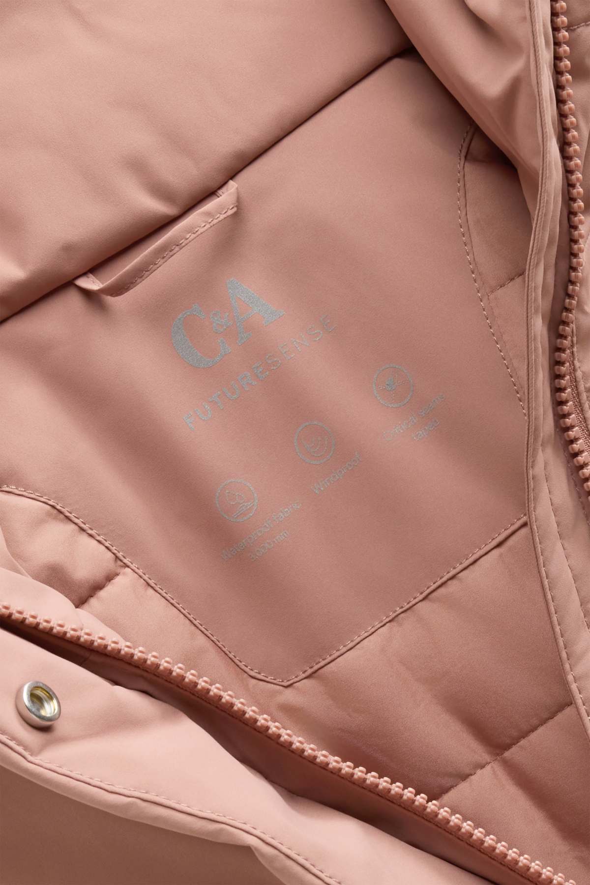 Technical jacket with hood - lined - waterproof - rose